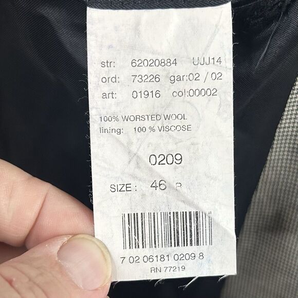 Jos A Bank 46R Sport Coat 100% Worsted Wool Houndstooth Two Button Lined Vented - Picture 4 of 8